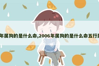 2006年属狗的是什么命,2006年属狗的是什么命五行属什么